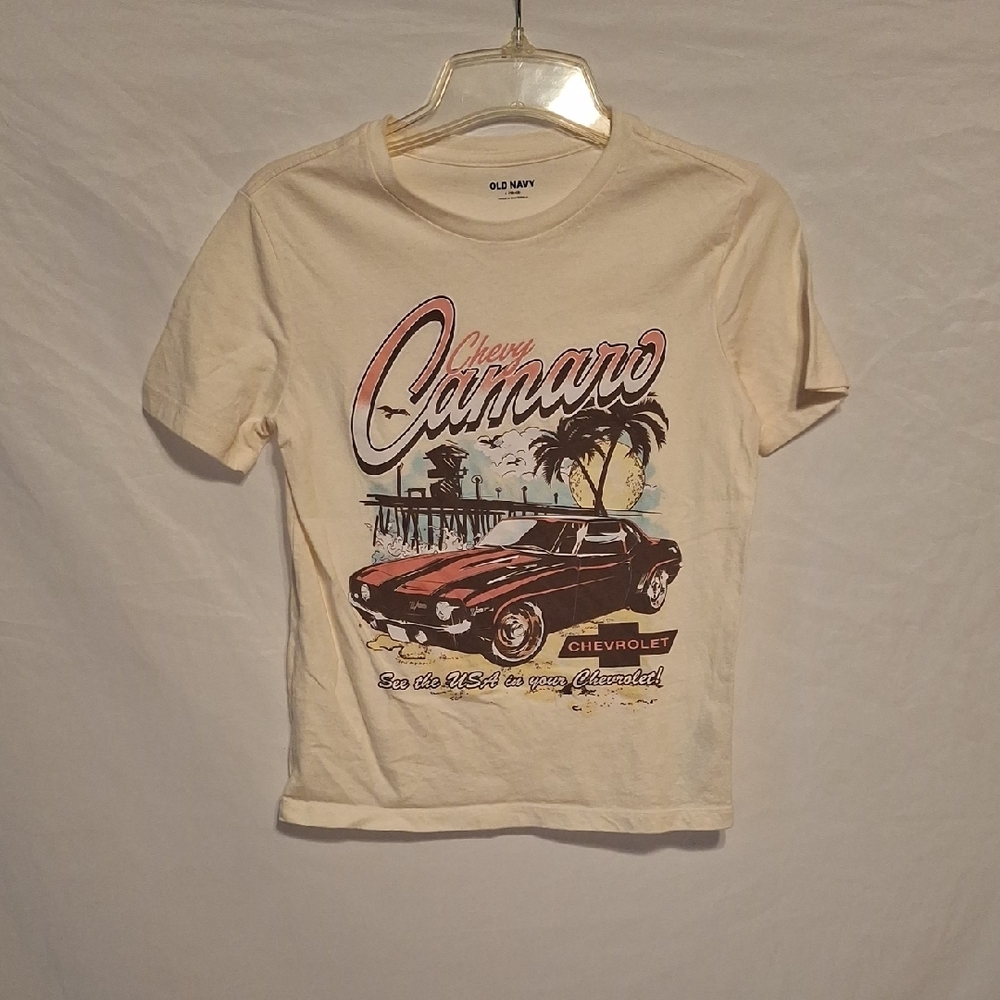 Old Navy Cream Chevy Camaro Graphic Tee